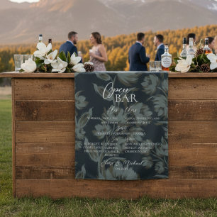 Open Bar and Signature Drink Brown Floral Wedding  Tapestry