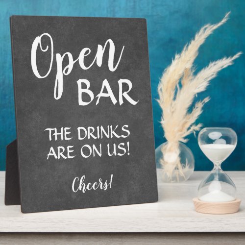 Open bar Black Board  wedding sign tabletop Plaque