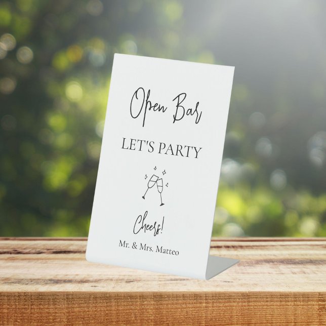 Open Bar Custom Names Wedding Tabletop Sign (Creator Uploaded)