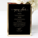 Open Bar Elegant Gold Black Wedding Sign<br><div class="desc">Open Bar Elegant Gold Black Wedding Sign</div>