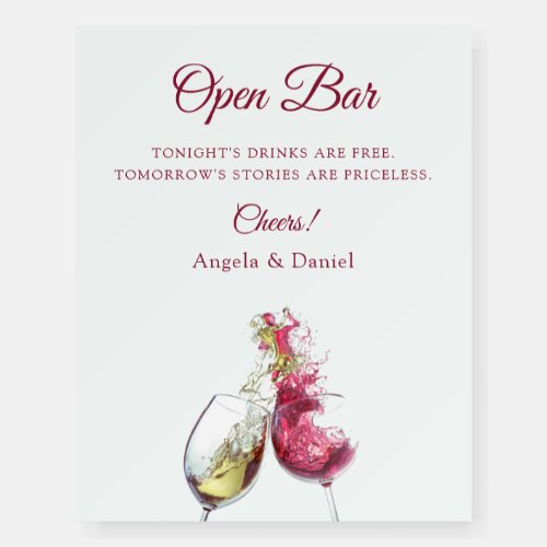 Open Bar Elegant Red and White Wine Dance Wedding Foam Board