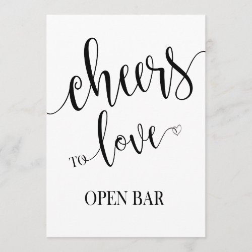 Open Bar Flat Card Wedding Sign