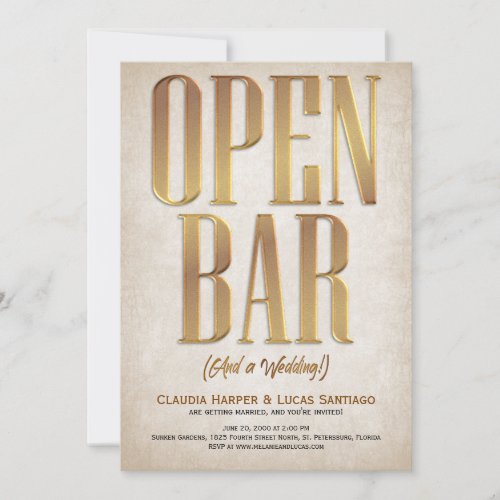 Open Bar Funny Wedding Invitation