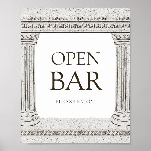 Open bar Grecia toga party table Sign with Columns