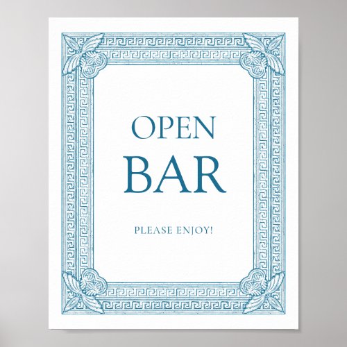 Open bar Greek toga party table Sign in blue 