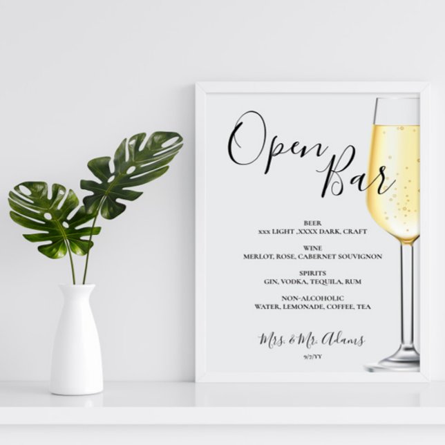 Open bar Menu wedding sign Poster (Creator Uploaded)