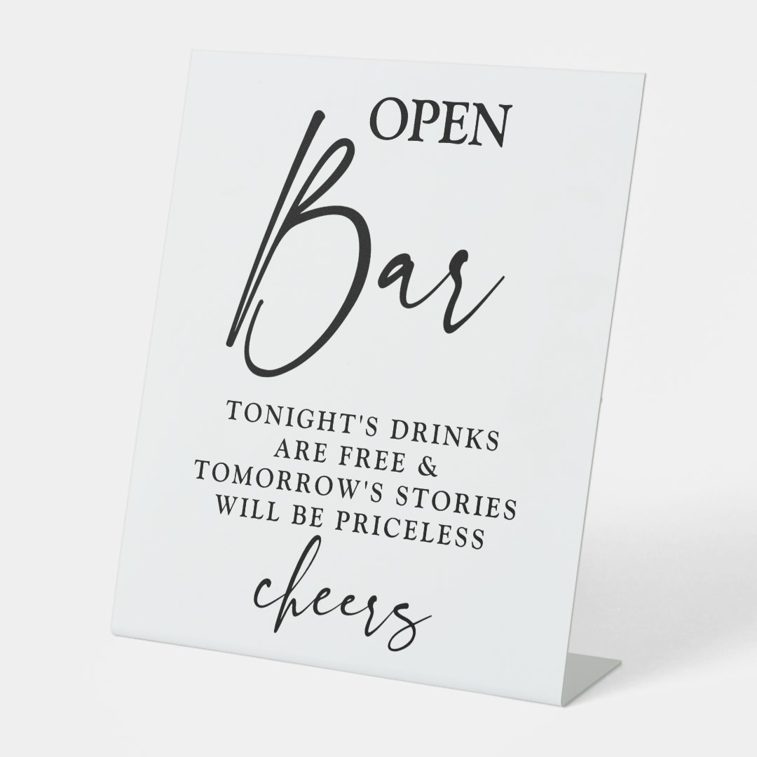 Open Bar minimalist wedding sign Zazzle