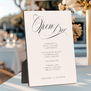 Open Bar! Modern, Calligraphy, Beige  Plaque