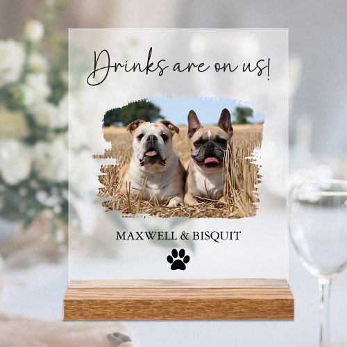 Open Bar Pet Drink Acrylic Wedding Sign for Bar