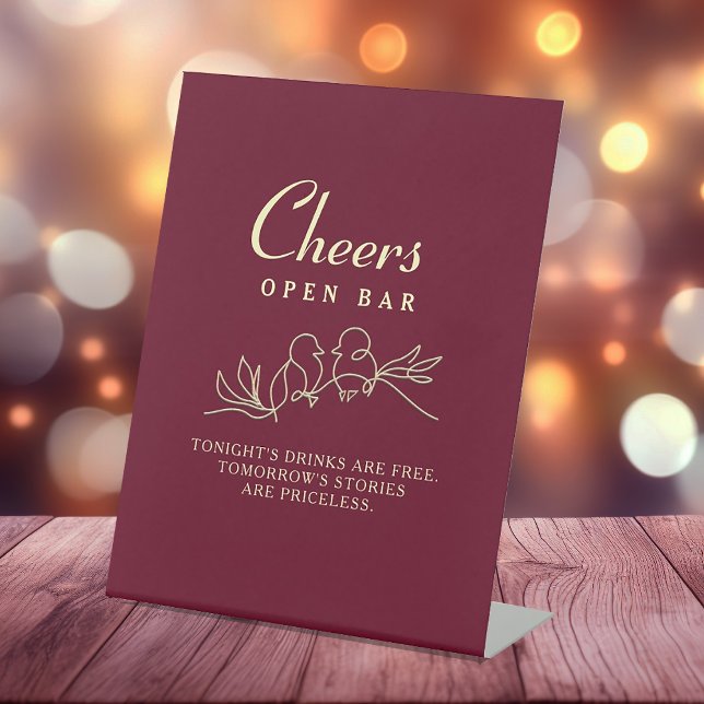 Open Bar Romantic Wedding Pedestal Sign (Creator Uploaded)