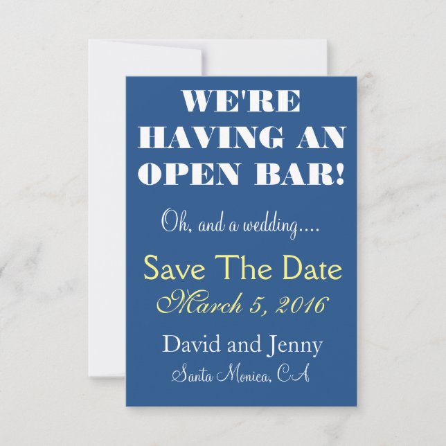 Open Bar Save the Date (Front)