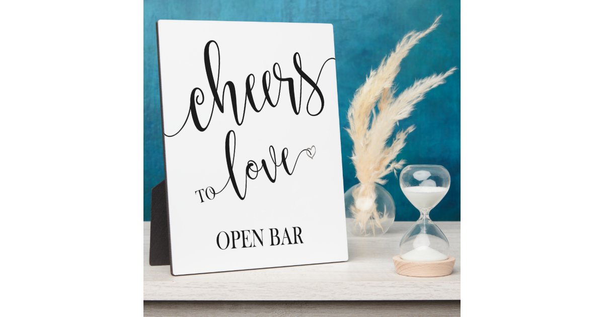 Open bar sign Tabletop Plaque with Easel Zazzle