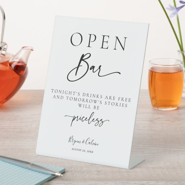 Open Bar Sign Wedding Reception Table Poster B613 (In SItu)