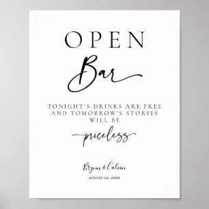 Open Bar Sign Wedding Reception Table Poster B613