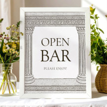 Open bar toga party table Sign