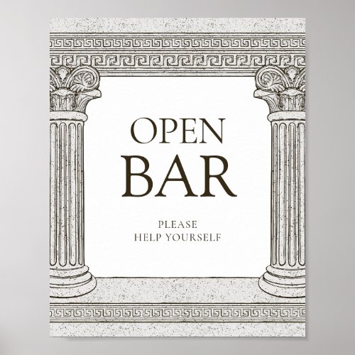 Open bar Toga party table Sign with columns
