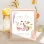 Open Bar Watercolor Citrus Cocktails Wedding Drink Poster<br><div class="desc">Sweet, tangy & citrusy open bar cocktails wedding sign that's infused with love! Our modern cocktail citrus floral paradise wedding collection captures a summery cocktail vibe. Soft muted cocktail-inspired color palette with citrusy peach, yellow, greens, and lavender bursting with the colors of summer. Our watercolor cocktail illustrations are hand-painted by...</div>