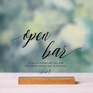 Open Bar Wedding Acrylic Sign
