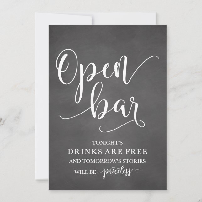 Open Bar Wedding Alcohol Sign (Front)