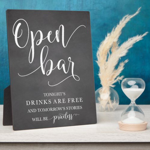 Open Bar Wedding Alcohol Sign Plaque