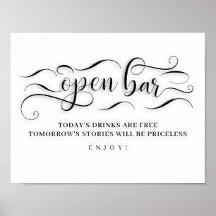 Open Bar Wedding Day Sign