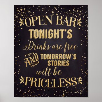 Open Bar Wedding Poster Black/gold by Pixabelle at Zazzle