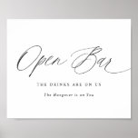 Open Bar Wedding Sign Elegant Modern Calligraphy at Zazzle