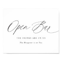 Open Bar Wedding Sign Elegant Modern Calligraphy