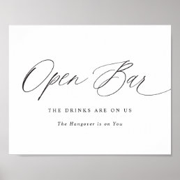 Open Bar Wedding Sign Elegant Modern Calligraphy
