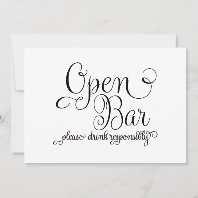 OPen Bar Wedding Sign Invitation (Front)