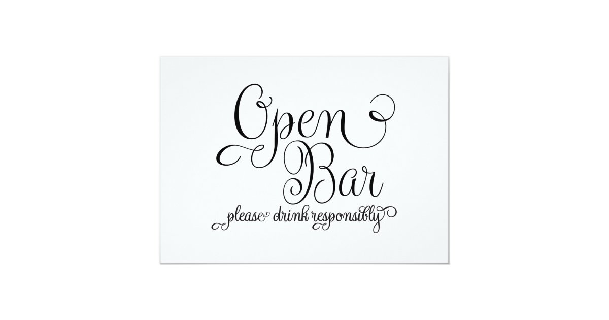 OPen Bar Wedding Sign Invitation | Zazzle.com