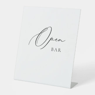 Open Bar Wedding Sign Minimalist Elegant Script 