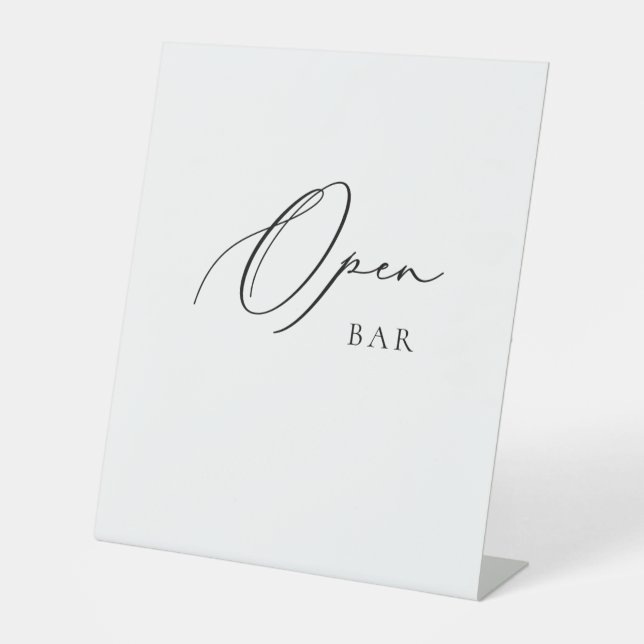 Open Bar Wedding Sign Minimalist Elegant Script  (Front)