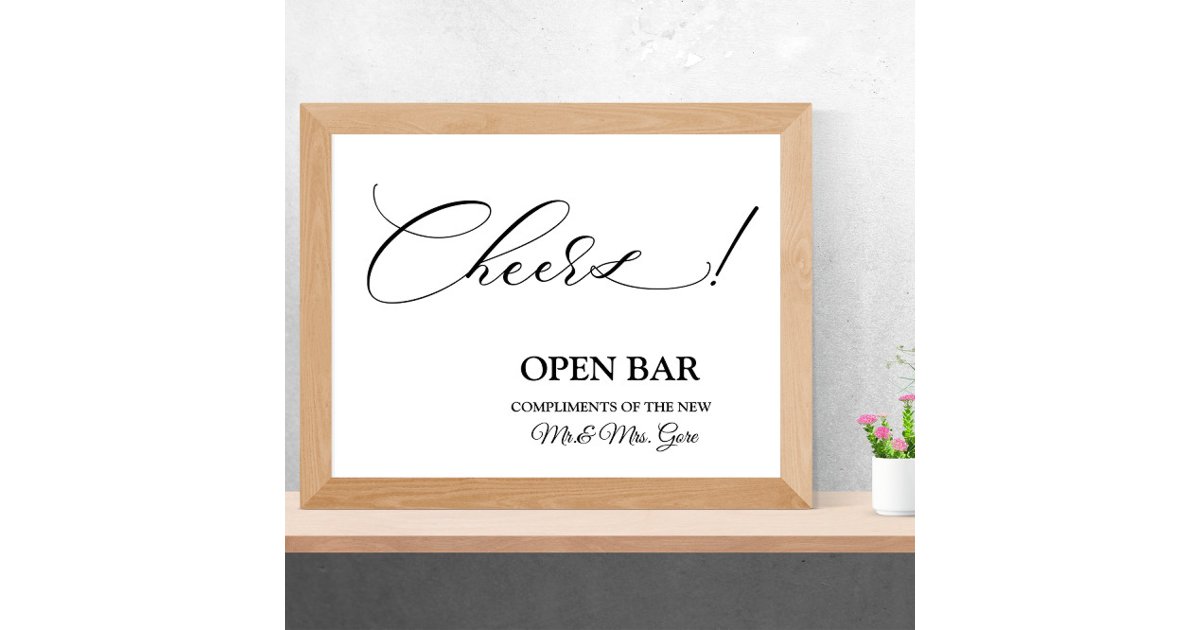 Open bar wedding sign poster Zazzle