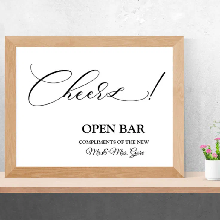 Open bar wedding sign poster Zazzle