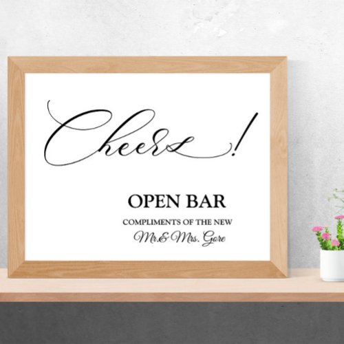 Open bar wedding sign poster