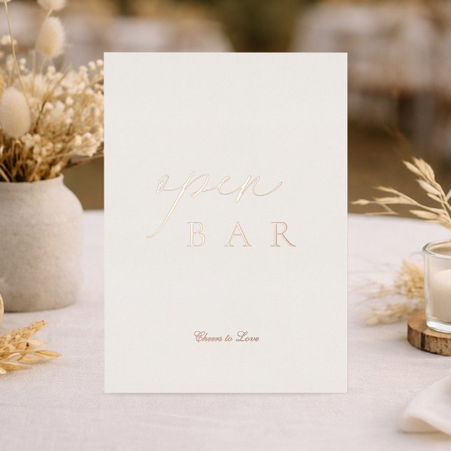 Open Bar Wedding Sign | Real Gold Foil Foil Invitation (Creator Uploaded)