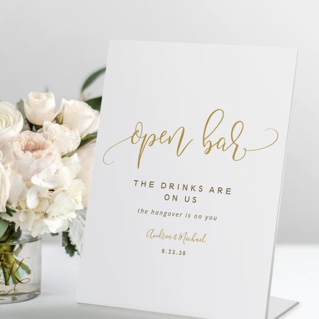 Open Bar Wedding Sign Swirly Calligraphy Gold (Creator Uploaded)
