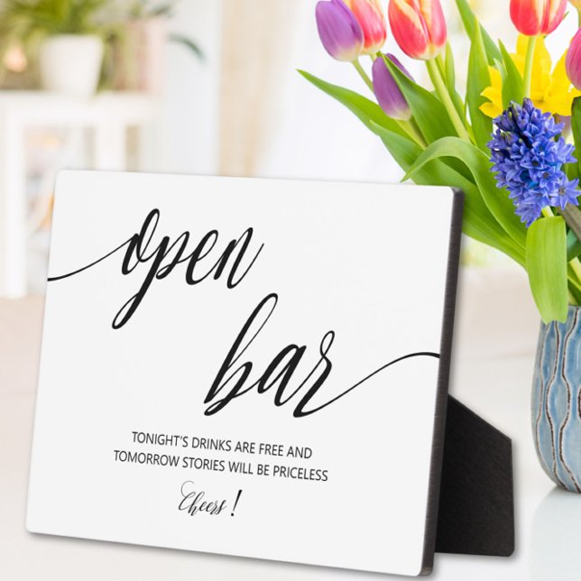 Open Bar Wedding Sign Tabletop Plaque (Creator Uploaded)