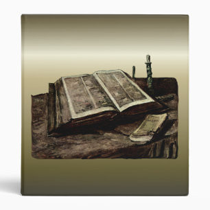 Open Bible Book with Candles - van Gogh 3 Ring Binder
