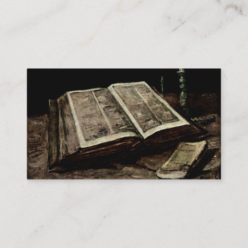 Open Bible Book with Candles _ van Gogh Business Card