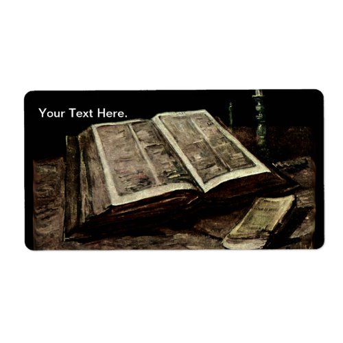 Open Bible Book with Candles _ van Gogh Label