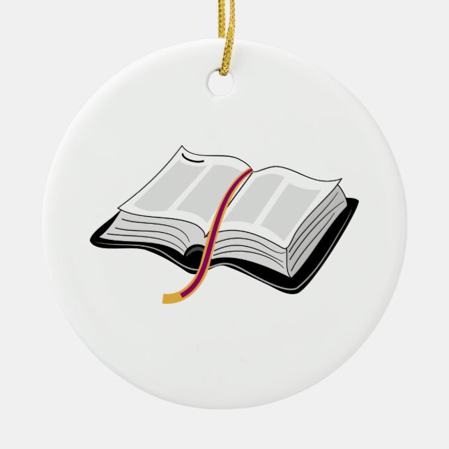 Open Bible Ceramic Ornament (Front)