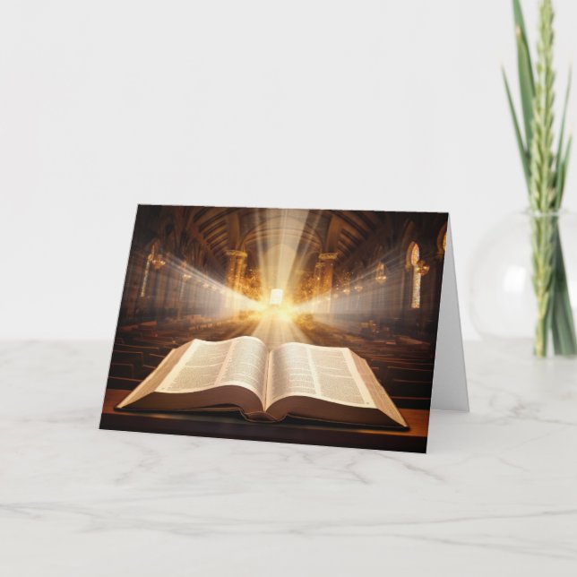 Open Bible Light Rays Card (Front)