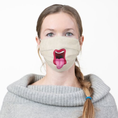 open big mouth with tongue adult cloth face mask