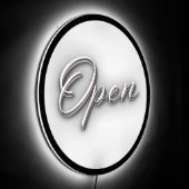 OPEN Black and White 3D Print Effect Modern Simple LED Sign (Angle)