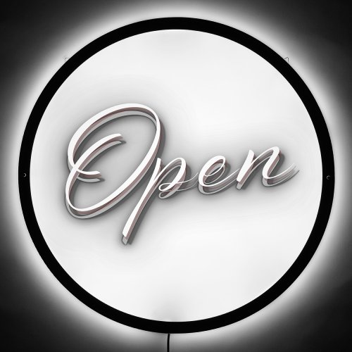 OPEN Black and White 3D Print Effect Modern Simple LED Sign