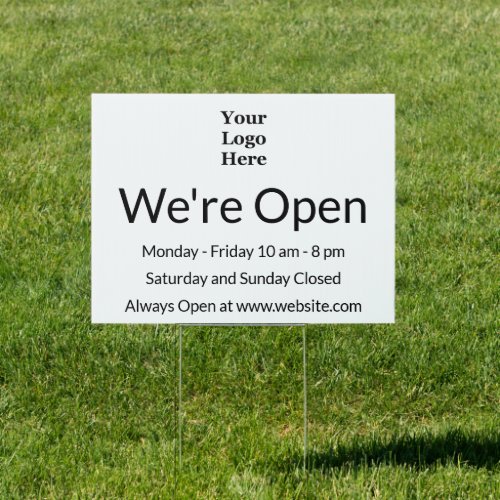 Open Black and White Logo Website Business Hours Sign
