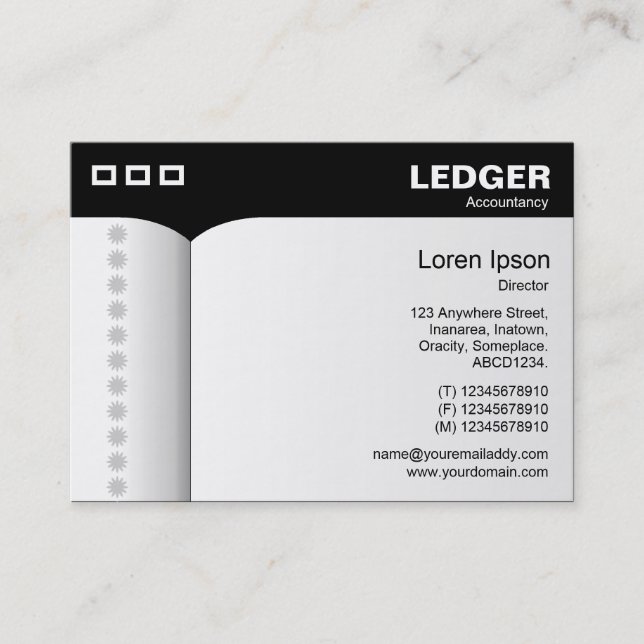 Open Book (accountancy) - Black Business Card (Front)