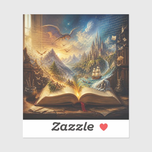 Open Book Adventure Paintings.  Sticker (Sheet)